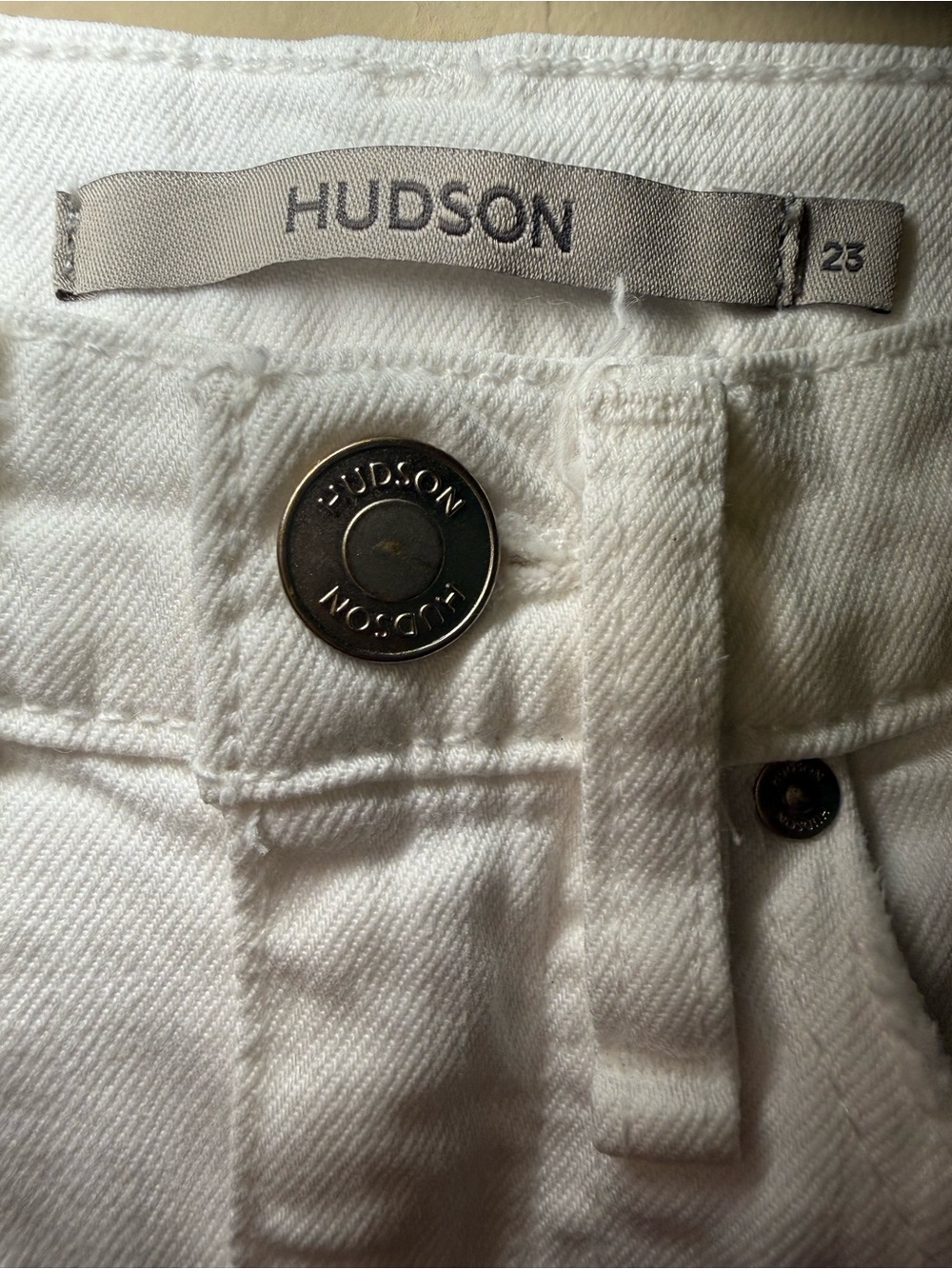 Hudson Jeans Reconstructed White Denim Midi Pencil Skirt Front Slit Size 23/00 - Picture 6 of 14